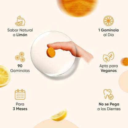 Cúrcuma Con Jengibre Y Pimienta Negra 2100Mg, 90 Gominolas Veganas, Sabor Natural a Limón - Alta Resistencia, Fuente De Curcumina Y Piperina, Potente Fuente De Vitaminas Y Minerales, Sin Gluten Ni OGM